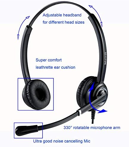 Телефонна слушалка MAIRDI с жак RJ9 и 3,5 мм за няколко устройства, Офис Слушалки с микрофон с Шумопотискане за кол център за Работа с настолен настолен телефон, Мобилен телефон, PC, Лаптоп
