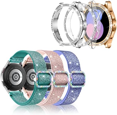 LETOID 3 Опаковки за Samsung Galaxy Watch 5 Pro 45 мм Калъф [Без защитни фолиа], Набор Ленти за часа с украса във вид на кристали и диаманти, Аксесоари за жени и Момичета