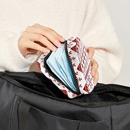 Чанта за съхранение на Хигиенни Кърпички, Преносими Многократна употреба Менструални Тампони джоб, Чанта за Съхранение на Тампони за Жени и Момичета, Червен Колед?