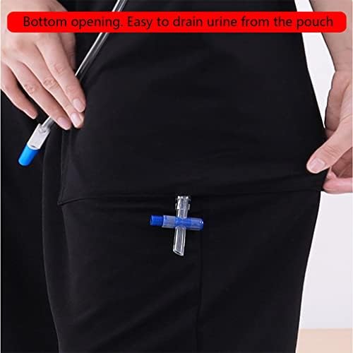 Панталони за грижа за незадържане на урината за възрастни хора с двоен джоб, Стомический Дренажен чанта, Дрехи за грижи, Лесно се почистват (Цвят: черен размер: Сред?