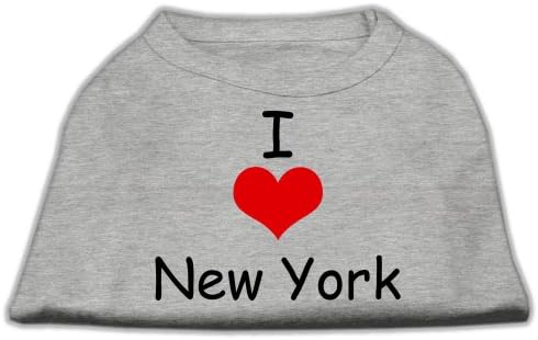 Тениска за кучета с принтом Аз обичам Ню Йорк Сива XS (8)