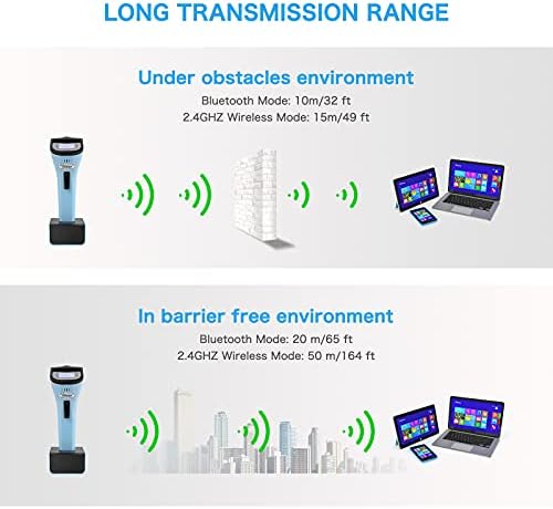 Безжична 2D баркод скенер NETUM Bluetooth, автоматично четец баркод без помощта на ръцете, с зарядно устройство и вградена памет, бързо и прецизно сканиране, предаване на данни на разстояние до 50 метра - DS7500