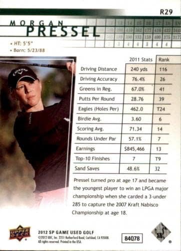 Морган Pressel, Подписано Използвана карта за голф UD SP 2012 година на издаване R29 LPGA - оборудване за голф с автограф