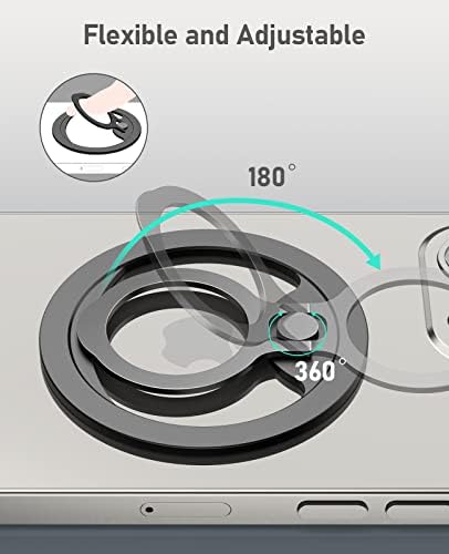Магнитен държач за пръстените NIYEVN за аксесоари MagSafe, Регулируем захват и поставка за халки на пръста си, само за iPhone 13, 13 Pro, 13 Mini, 13 Pro Max, 12, 12 Pro, 12 Mini, 12 Pro Max (черен)