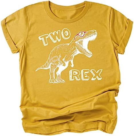 Тениски с динозавром Olive Обича Apple Two Rex на 2-ри Рожден Ден за Малки Момичета и Момчета, Украшение на 2-Ри Рожден ден
