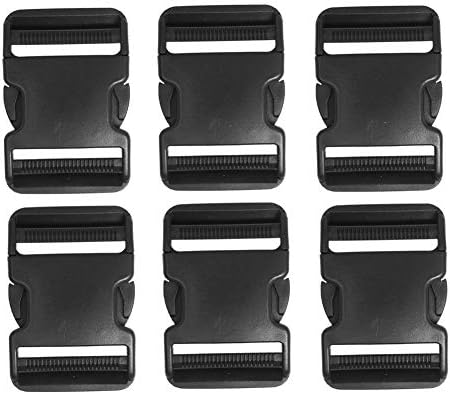 6 X 2-Инчов Плосък Двойно Регулируеми Странични Пластмасови застежек за Раници, багаж и други аксесоари за активна почивка, Черен цвят