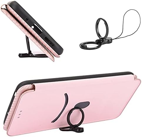 Флип-калъфи за телефони Ulefone Note 14 Case, Луксозен Хибриден калъф, изработени от Въглеродни влакна PU + TPU с пълна защита, устойчив на удари флип калъф за Ulefone Note 14 Flip Cover (Розов цвят)