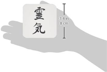 3dRose CST_154525_1 Японски Символ на Канджи Метод за изцеление духовна енергия Рейки, черно-бели Традиционните Текстови Меки подложки, комплект от 4