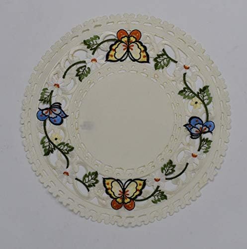 SAINTY H7854/E-(008) Многоцветен Кръг салфетка с пеперуди, 8 инча, Сметана, 2 бр.