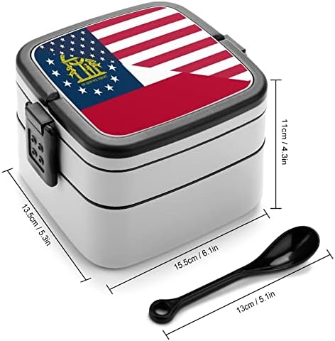 Кутия за Bento с Флага на САЩ и щата Джорджия, Двуслойни Многослоен Контейнер за Обяд Всичко в едно с Лъжица за Пикник, Работа и Пътуване