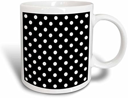Керамична чаша 3dRose mug_20402_1 с черно-бял дизайн на точки, 11 Грама