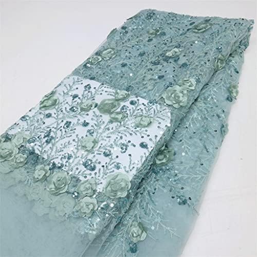 HNKDD 5 ярда тюлевой платове с пайети за булчински рокли, лейси плат с 3D цветя (цвят: D, размер: 5 ярда)