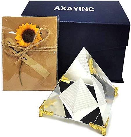 AXAYINC 80 мм K9 Кристален Фигурка във формата на Пирамида, Колекционерско бъде позлатен Украса.
