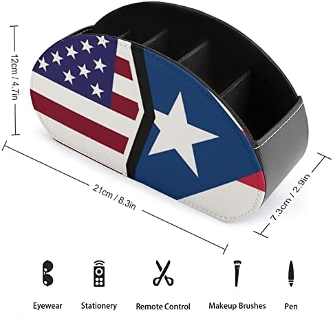 Държач на Дистанционното Управление с Флага на САЩ И Пуерто Рико, Кутия-Органайзер С 5 Отделения, Кутия За Съхранение на Дистанционното Управление За ТЕЛЕВИЗОР, Хол