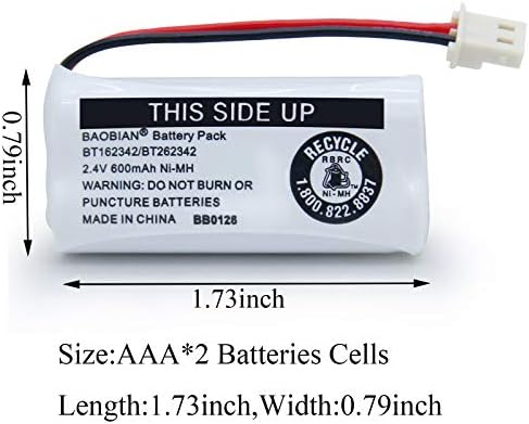 Батерии за безжични телефони BAOBIAN BT162342/BT262342 BT183342/BT283342 BT166342/BT266342 CS6114 CS6419 CS6719 EL52300 CL80111 2,4 НА 600 mah Ni-Mh (3 опаковки)