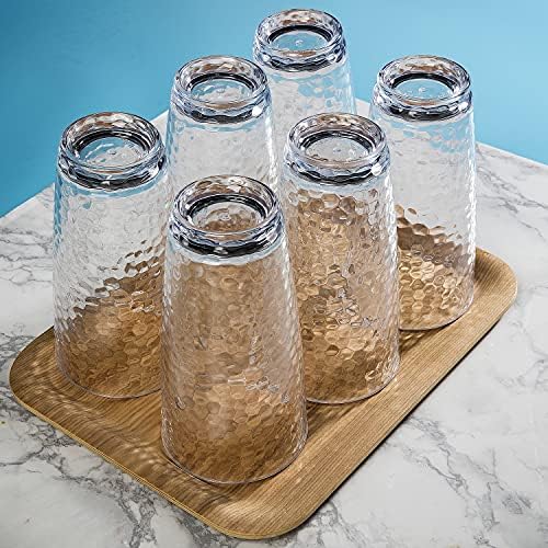 Нечупливи Пластмасови чаши Kurala, Комплект от 6 броя, Голям Набор от чаши за вода, Чаши за хайбола в 25 унции (Прозрачен)