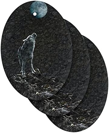 Натурална Гъба ALAZA Wolf Roaring Moon Животните, Кухненски Целлюлозные Гъба за миене на съдове, Санитарен възел и битова прибиране на реколтата, Не Царапающиеся и екологично Чисти, 3 опаковки