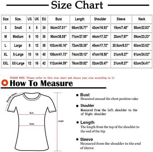 Дамски Летни Ежедневни Блузи 2023 с равен брой гласове-боя, Тениски с къс ръкав и кръгло деколте, Модни и Ежедневни Свободна Блуза, Реколта Тениски с Графичен Дизайн