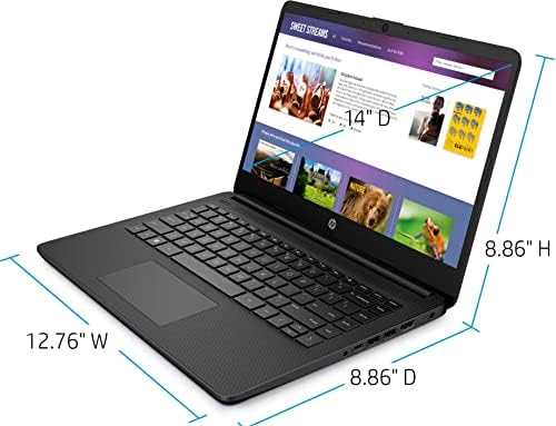 Лаптоп HP 14-инчов HD, Intel Celeron N4020 с честота до 2,8 Ghz, 4 GB DDR4 памет, 64 GB eMMC, WiFi 5, Уеб камера, HDMI, Windows 10 S (съвместим с Google Classroom или Zoom) (черен) (обновена)