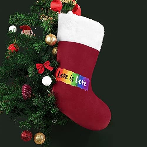 ЛГБТ Гей Гордост Любов Коледни Чорапи, Чорапи с Плюшено Камина, Окачени за Коледната Елха Начало Декор