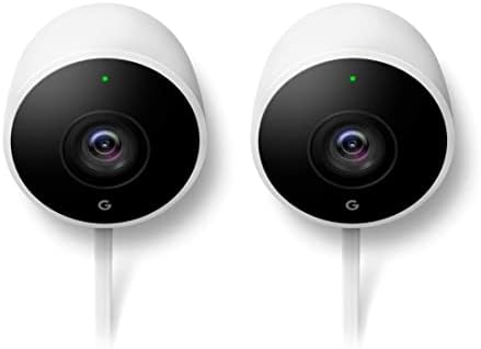Google Nest Cam Outdoor 2-Pack - 1-во поколение - Всепогодная Външна камера - Камера за наблюдение с функция за нощно виждане - Управление с помощта на телефона