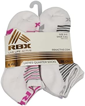 Ежедневни чорапи RBX Active Women ' s X-Dri Performance с Дълбоко деколте на една четвърт от Глезена на крака, 6 групи