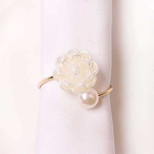 LLLY 12 бр./пръстен за салфетки Сватбена обтегач за салфетки в хотела, Десктоп пръстен за салфетки с перлата на цвете (Цвят: C размер: един размер)