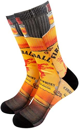 Чорапи с принтом бутилки уиски Огнено кълбо