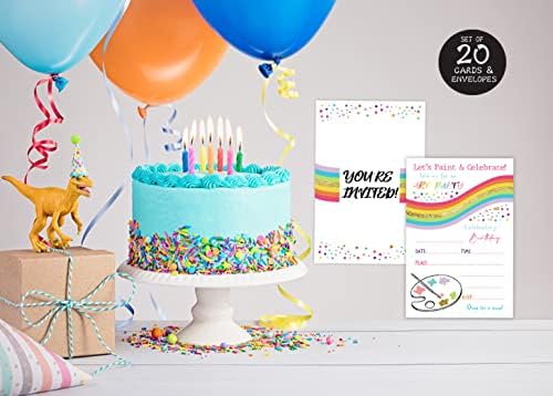 Покани за рожден Ден с художествена рисувани QOFO-пакет от 20 Пликове, Тематично покана с цветна рисувани Покани, картички за рожден Ден, парти по случай рожден ден, те?