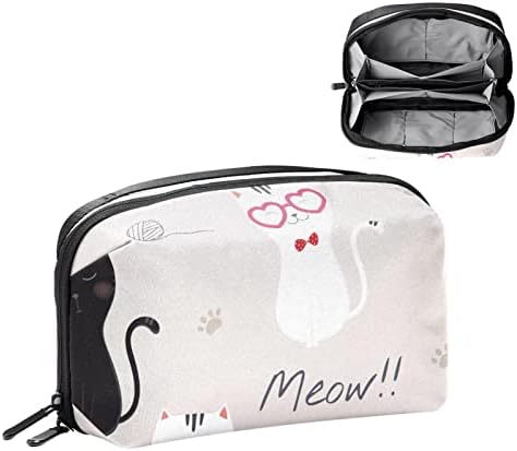 Органайзер за електроника, Косметичка, Органайзер за пътуване с електроника, Техническа чанта, безшевни кафяв модел под формата на котка