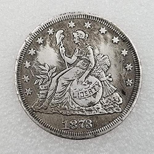 Вызовная Монети Старинни Занаяти 1869 Главата Свобода Стандартно Мед Покритие Сребърен Сребърен Долар Кръгла Сребърна Монета #285 Колекция от монети
