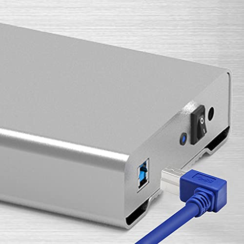 GINTOOYUN 90-Градусов кабел USB 3.0 щепсела от A до щепсела B, високоскоростен кабел AM / BM дължина 1 метър за принтер, монитор, докинг станции, външни твърди дискове, скенери и много Други неща, синьо (вдясно)