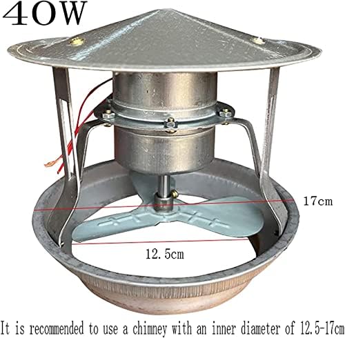 Вентилатор за комин BTURYT 40 W, капак, капак за комин, безшумен вентилатор, вентилатор за комин, 9 ~ 17 см