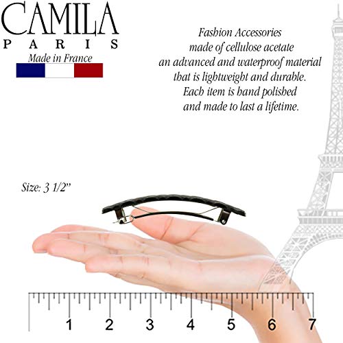 Camila Paris CP2650 Френска Шнола за коса за момичета, черна, с гумирани метални закопчалки, Здрава женски Щипки за коса, не пълзящи и трайни Аксесоари за стайлинг на коса за