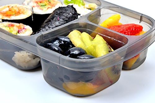 Youngever 8 Опаковки Bento Lunch Box, Съдове За готвене, Многократна употреба Пластмасови Разделени Контейнери За съхранение на хранителни продукти (3 слота)