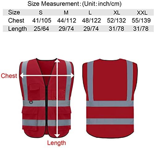 Обичай Жилетка за безопасност, Персонални жилетка Hi Vis с логото, висока светоотражающая работно облекло на открито с цип и 5 джоба - 5 опаковки