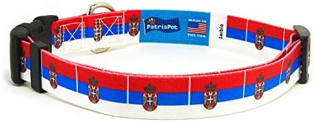 Нашийник за кучета Сърбия | Флаг на Сърбия | Быстросъемная обтегач | Произведено в Ню Джърси, САЩ | за малки кучета