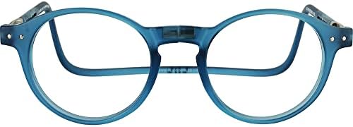 Магнитни очила за четене Clic, Компютърни Ридеры, Сменяеми лещи, Регулируеми лък тел, Бруклин, (S-M, Син Деним, увеличаване на 2,50)