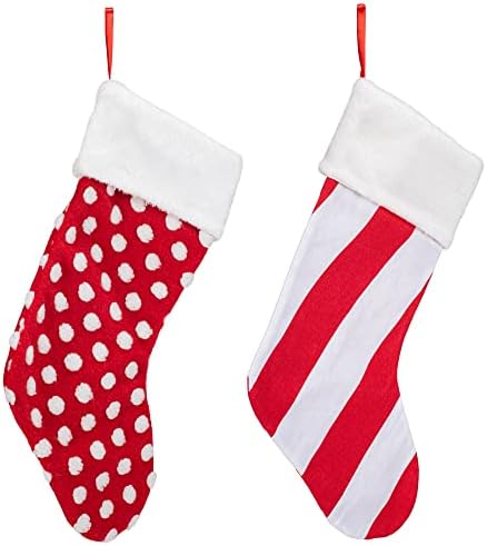 Бяло-Червени чорапи от плат Transpac, Комплект от 2 броя, Асортимент