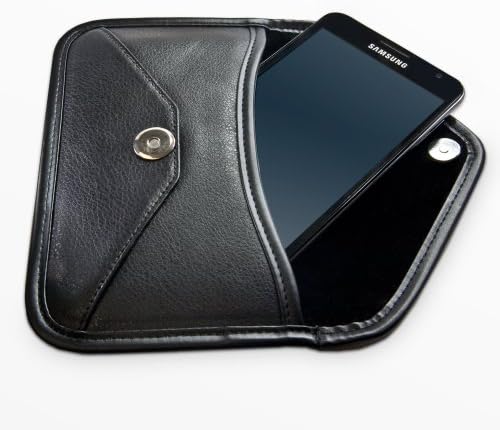 Калъф BoxWave, който е съвместим с OnePlus Nord CE 5G (Case by BoxWave) - Луксозни Кожена чанта-месинджър, чанта-плик от изкуствена кожа за OnePlus Nord CE 5G - Черно jet black