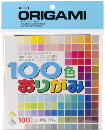 Хартия за оригами Aitoh M100C, 5,875 на 5,875 инча, 100 цвята, 100 опаковки