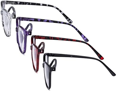 Дамски Очила за четене CessBlu, 4 Опаковки, Дизайн Котешко око, Очила за Жени за Четене