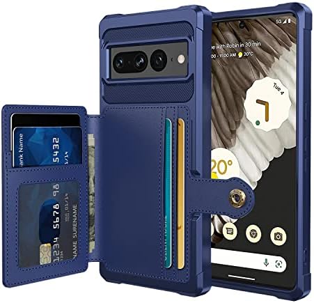 Калъф Wefor за Google Pixel 7 Pro - Чанта-портфейл с джобове за карти от изкуствена кожа, флип-надолу делото за Google Pixel 7 Pro 2022 (син)