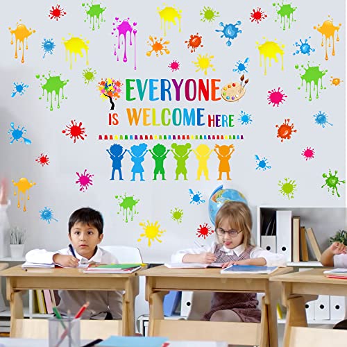 Цветни Стикери за стена с Вдъхновяващи Цитати, Мотивирующее Разнообразие, Монтиране на Изкуството, Стикери за Стена с Пръски от боя, Тук се радваме на Всеки, Стикери за Стена за Детска клас, Детска Стая за Игра, на