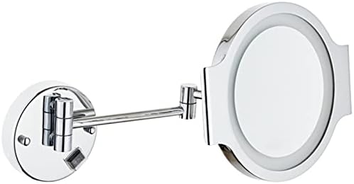 Огледало за грим ZAAHH с подсветка и 3-кратно увеличение, Хромированное Стенно Огледало за баня с led подсветка 6500K, завъртащо се Выдвижное Огледалото За Бръснене, USB зареждане (Цвят: USB зареждане)