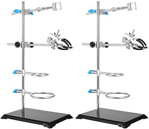 PINGEUI 2 броя, Комплект 16-Инчови лабораторни каботажните, Поставка за Лабораторни щанд, Лабораторни поставки и Набор от Щипки с 4 Ретортными на Кръгчета, 2 Скоби за Колби, 2 Скоби за Бюреток за Лаборатория, Научна
