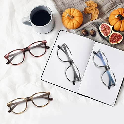 Houocon 4 Опаковане. Кръгли Очила за Четене, за Жени, Мъже, Модни Дамски Компютърни Очила за Четене с Пружинным тръба на шарнирна Връзка