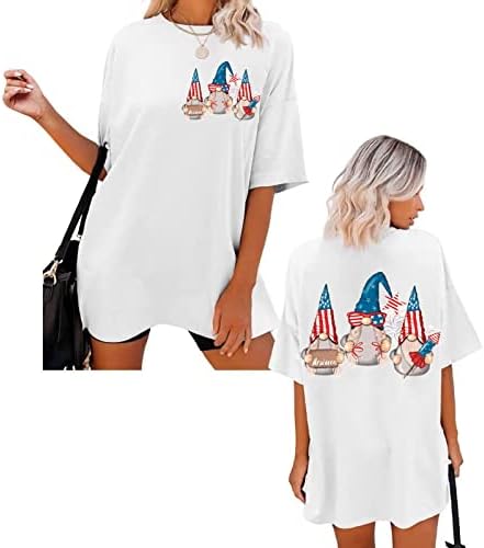 Жена топ, дамски ежедневни тениска с принтом на Деня на независимостта, риза с къс ръкав, свободни блузи, потници, дамски упражнения
