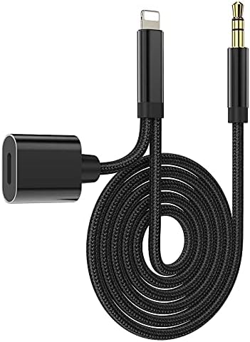 [Сертифициран от Apple Пфи] Aux Кабел Lightning до 3,5 мм за iPhone зарядно порт, аудио кабел за зареждане Работи с автомобилен стереодинамиком, зарядно за кола устройство за слушалки, съвместими с iPhone 12/11/11 Pro
