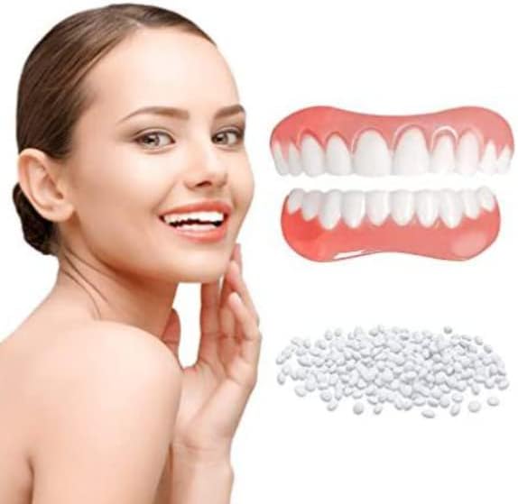 Изкуствени зъби, 2 бр Зъбни протези за жени и мъже, Фасети за временно възстановяване на зъбите, Естествени и удобни, Предпазват зъбите и се връщат силна усмивка, Естествен нюанс-N